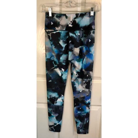 Nicole Miller Sport Size Small Athletic Leggings Blue Black Watercolor Print - Picture 7 of 7